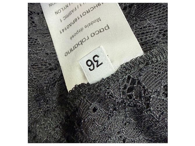 Vestido midi de nylon negro con botones de encaje Paco Rabanne - vista 6