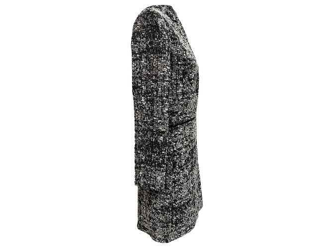 Abito mini a maniche lunghe in tweed nero di cotone Proenza Schouler - vista 2
