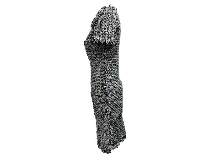 Abito mini a maniche corte in tweed nero e bianco in cotone di Lanvin - vista 4