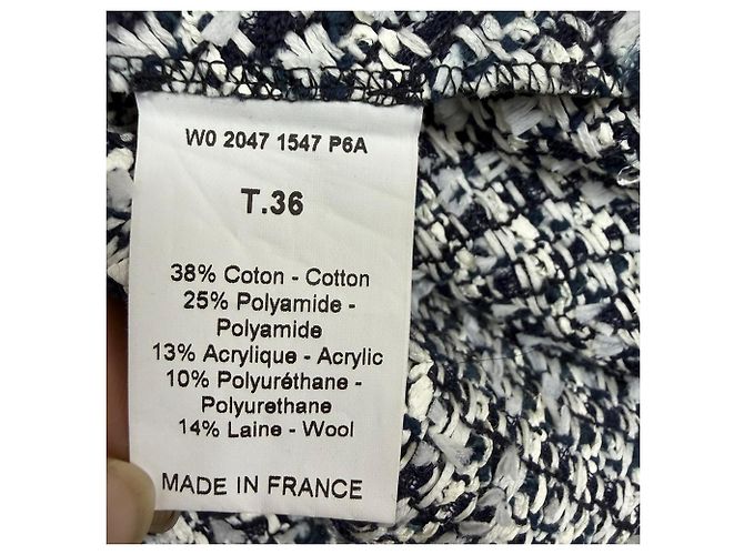 Abito mini a maniche corte in tweed nero e bianco in cotone di Lanvin - vista 8
