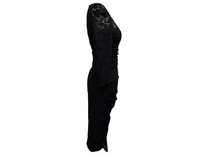 Abito midi aderente in viscosa nera con dettagli in pizzo Dolce & Gabbana Nero - vista 2