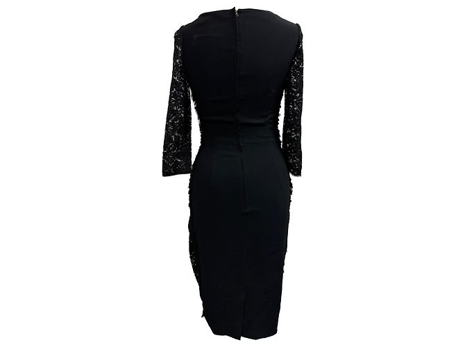 Abito midi aderente in viscosa nera con dettagli in pizzo Dolce & Gabbana Nero - vista 3