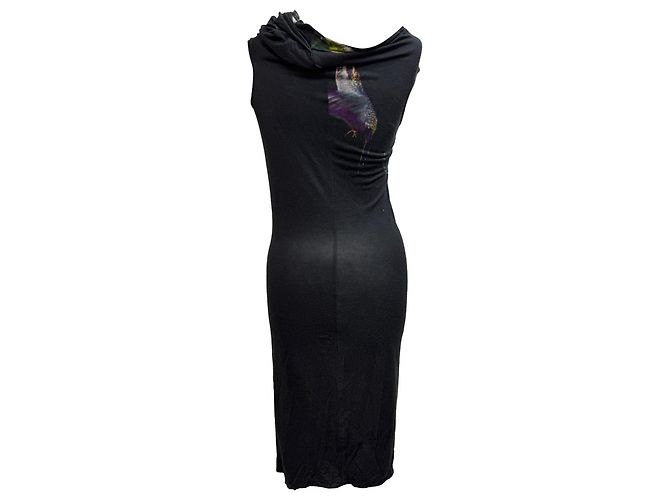 Vestido midi con estampado de colibrí de Alexander McQueen en viscosa negra Negro - vista 5