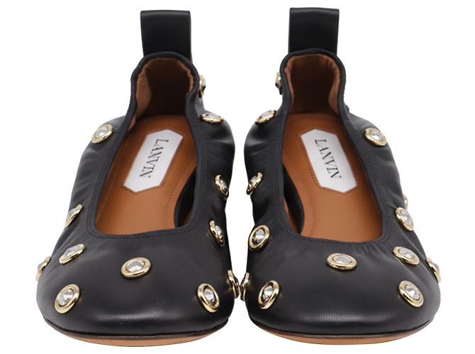 Lanvin Ballerinas mit Nieten aus schwarzem Leder - Ansicht 2