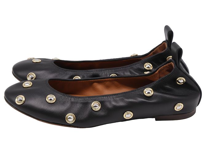 Lanvin Ballerinas mit Nieten aus schwarzem Leder - Ansicht 4