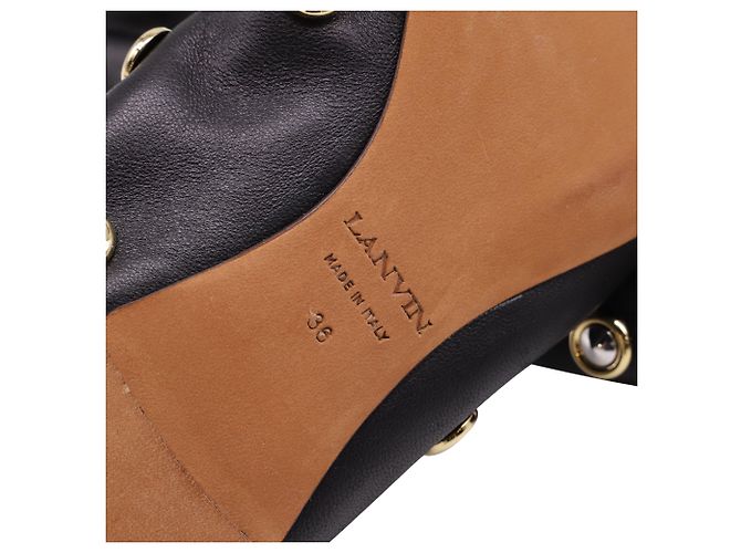 Lanvin Ballerinas mit Nieten aus schwarzem Leder - Ansicht 8