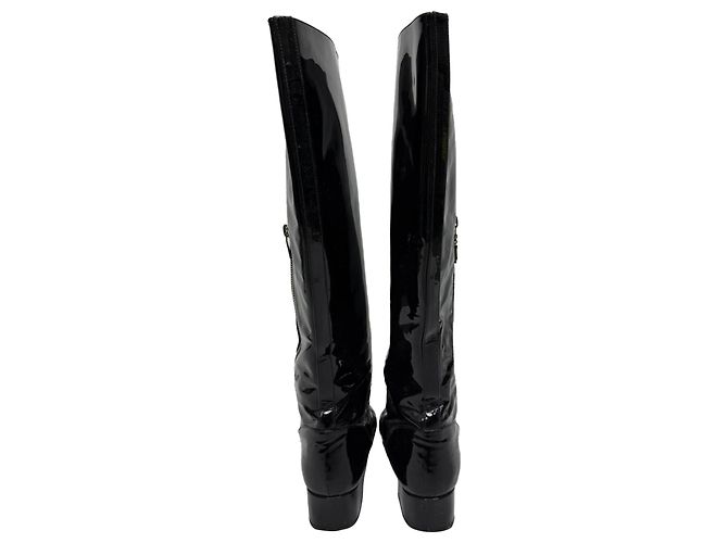 Botas altas Saint Laurent Babies 40 en cuero negro brillante - vista 3