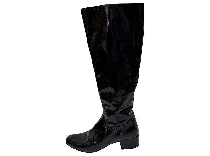 Botas altas Saint Laurent Babies 40 en cuero negro brillante - vista 4