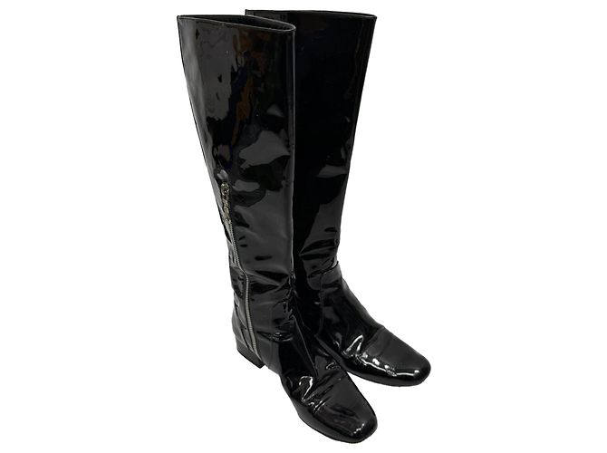 Botas altas Saint Laurent Babies 40 en cuero negro brillante - vista 5
