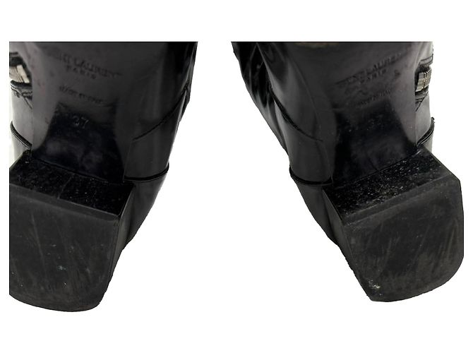 Botas altas Saint Laurent Babies 40 en cuero negro brillante - vista 8