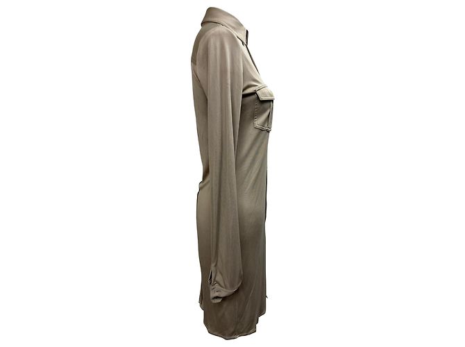 Vestido midi de botones Balenciaga en seda beige - view 6