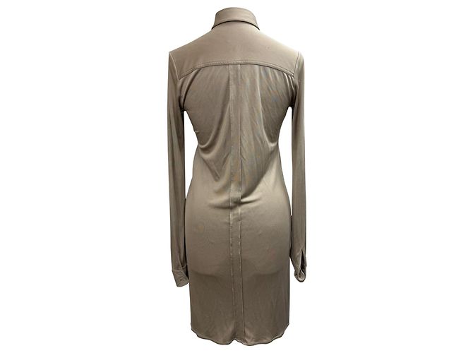 Vestido midi de botones Balenciaga en seda beige - view 7