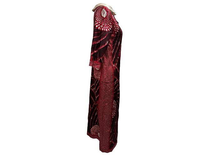Vestido midi estampado Miu Miu en seda burdeos - vista 2