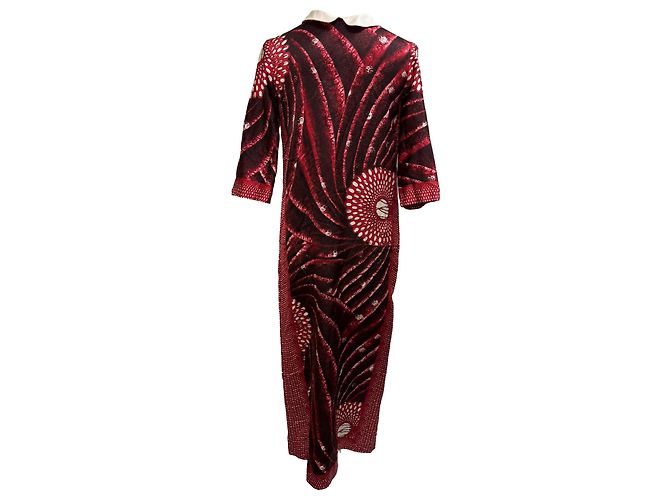 Vestido midi estampado Miu Miu en seda burdeos - vista 3
