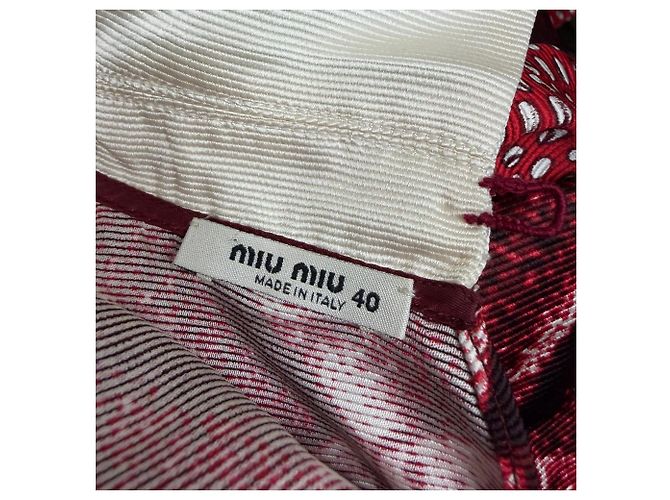Vestido midi estampado Miu Miu en seda burdeos - vista 4