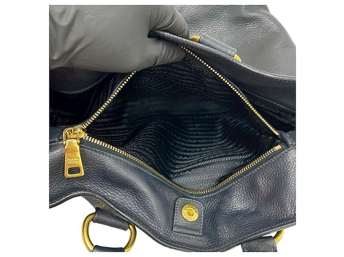 Borsa in pelle con logo Prada e hardware 2 in 1 Nero - vista 10