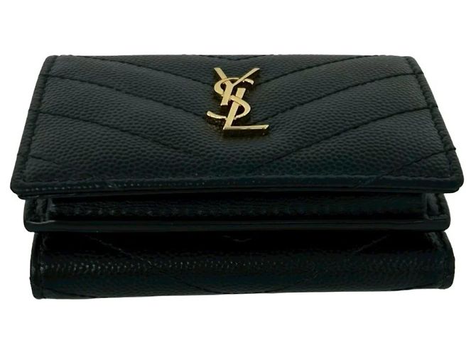 Yves Saint Laurent Leder Dreifach-Brieftasche Schwarz - Ansicht 6
