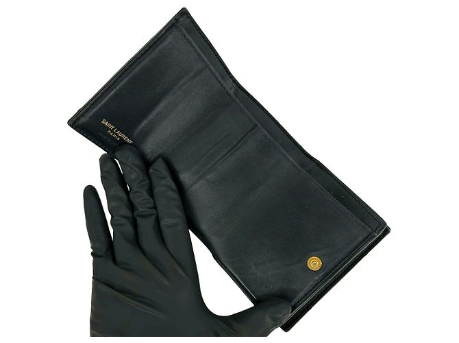 Yves Saint Laurent Leder Dreifach-Brieftasche Schwarz - Ansicht 7