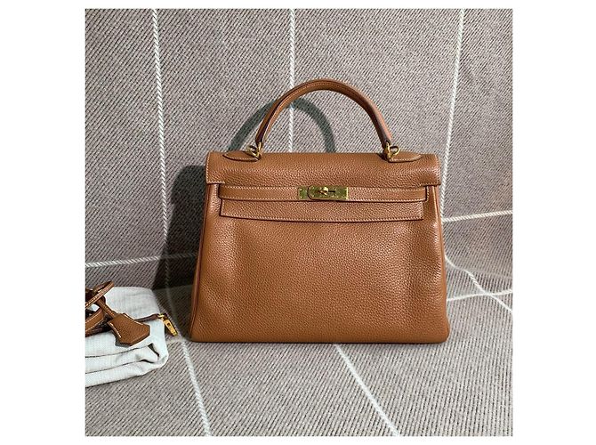 Borsa Hermès Kelly 32 in pelle Togo marrone dorato - vista 2