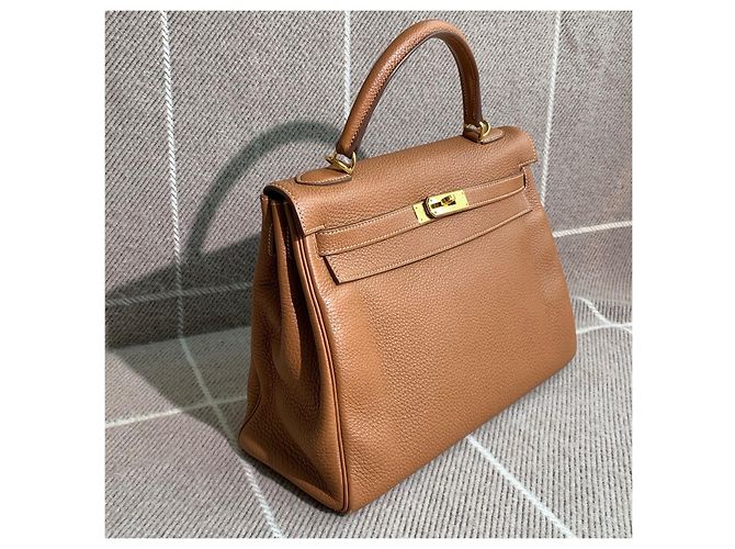Borsa Hermès Kelly 32 in pelle Togo marrone dorato - vista 4