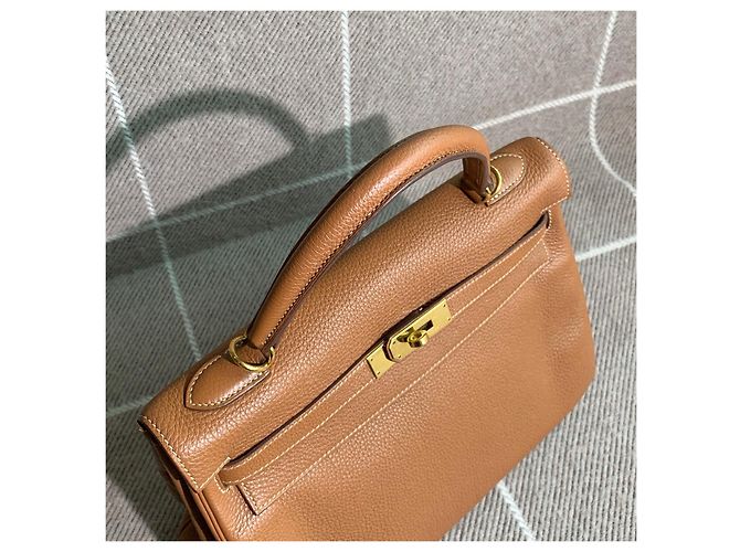 Borsa Hermès Kelly 32 in pelle Togo marrone dorato - vista 6