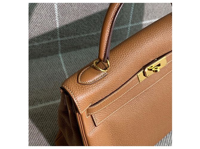 Borsa Hermès Kelly 32 in pelle Togo marrone dorato - vista 9