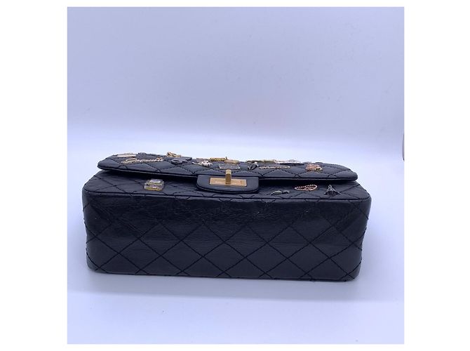 Borsa Chanel 2.55 Piccola Nera in Pelle con Logo Nero - vista 4