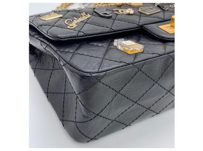 Borsa Chanel 2.55 Piccola Nera in Pelle con Logo Nero - vista 5