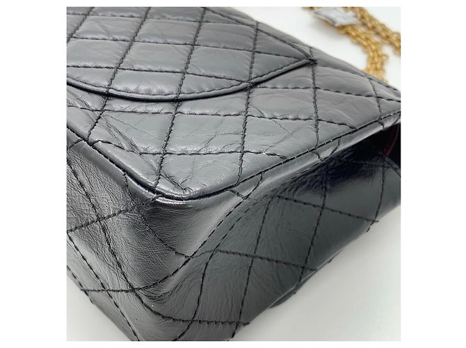 Borsa Chanel 2.55 Piccola Nera in Pelle con Logo Nero - vista 6