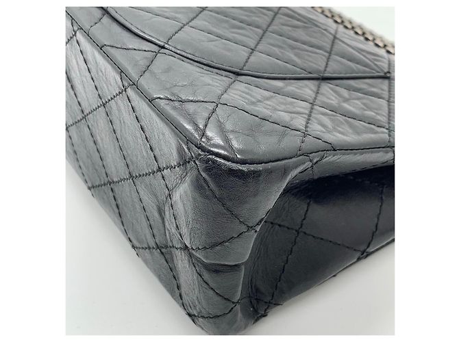 Borsa a catena Chanel 2.55 grande in pelle nera Nero - vista 6