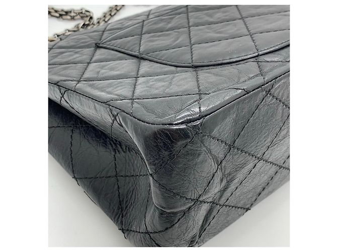 Borsa a catena Chanel 2.55 grande in pelle nera Nero - vista 7