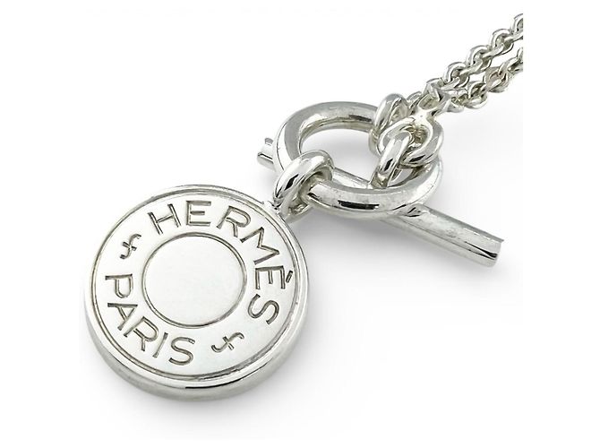 Collana Pendente Amulette Sellier Ex-Libris di Hermès Argento - vista 3