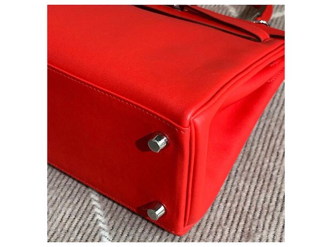 Hermès Hermes Kelly 25 Swift Leather Red Silver Clasp - view 4