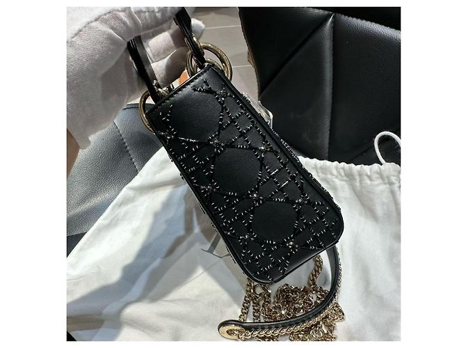 Borsa Dior Diana ricamo nero con perline - vista 4