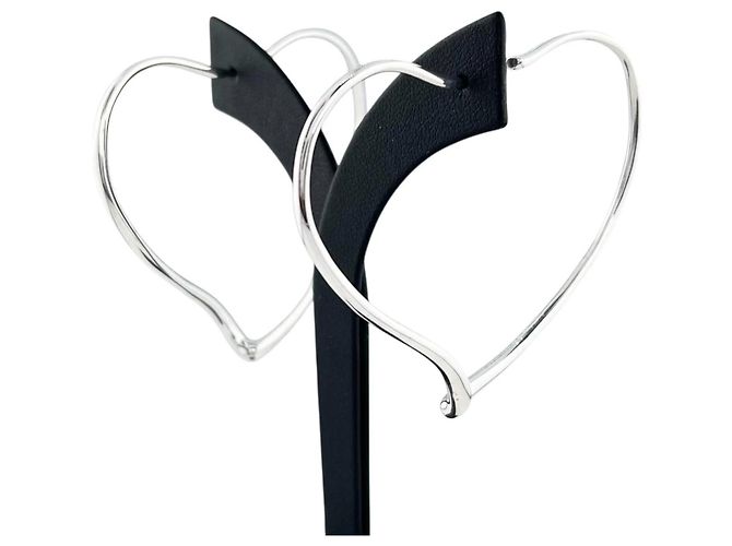 Orecchini a cerchio grandi Open Heart di Elsa Peretti di Tiffany & Co. Argento - vista 2