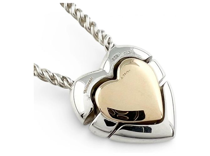 Tiffany & Co Collana Puzzle Doppio Cuore Vintage Tiffany Argento D'oro - vista 4