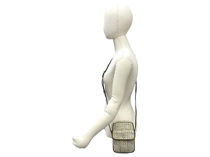 Céline Celine C Macadam Logo Hardware Mini Shoulder Bag Brown White Golden Khaki Yellow - view 2
