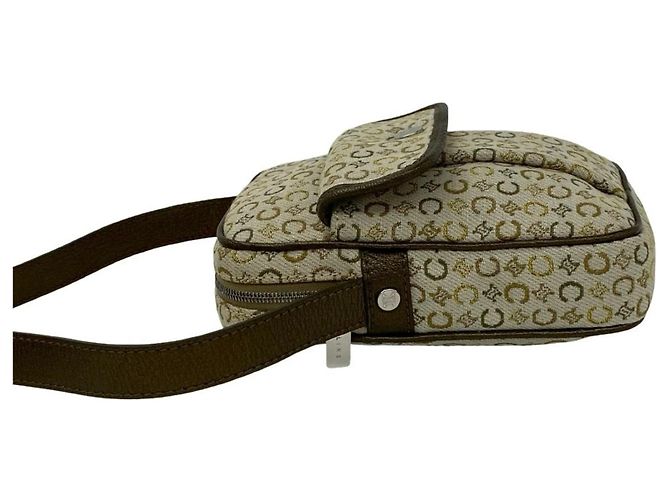 Céline Celine C Macadam Logo Hardware Mini Shoulder Bag Brown White Golden Khaki Yellow - view 5
