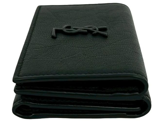Cartera Mini Tri-fold de Cuero Negro Saint Laurent - vista 4