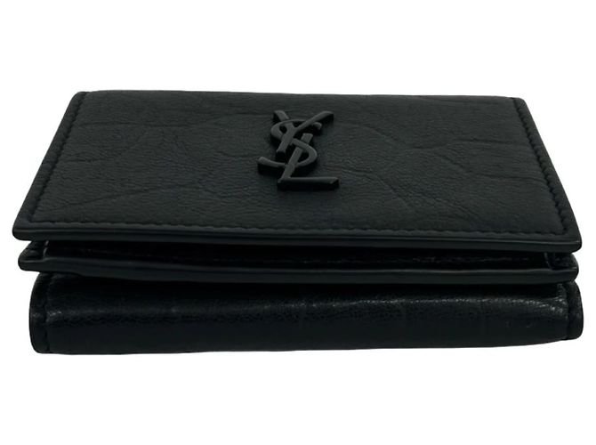Cartera Mini Tri-fold de Cuero Negro Saint Laurent - vista 6
