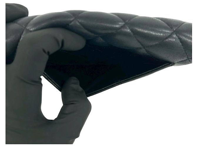 Billetera bifold de cuero de cordero matelassé Coco Mark de Chanel Negro - vista 9