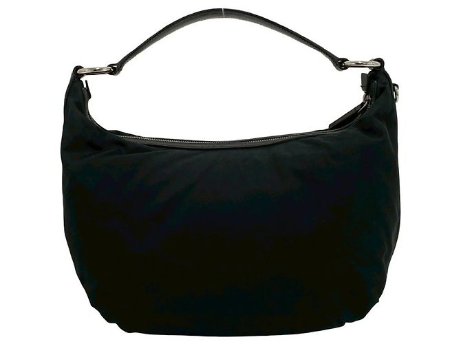 Mini borsa tote in nylon nero e pelle verniciata Prada - vista 3