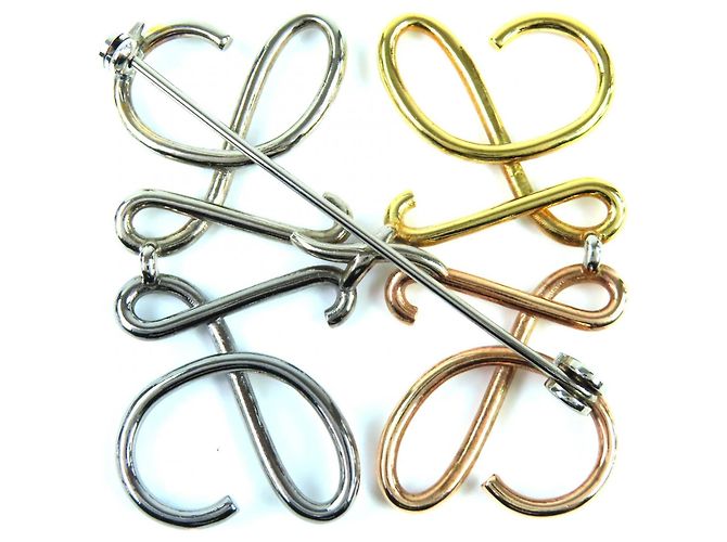 Spilla Anagramma Loewe Oro Argento Bronzo D'oro Metallico - vista 3
