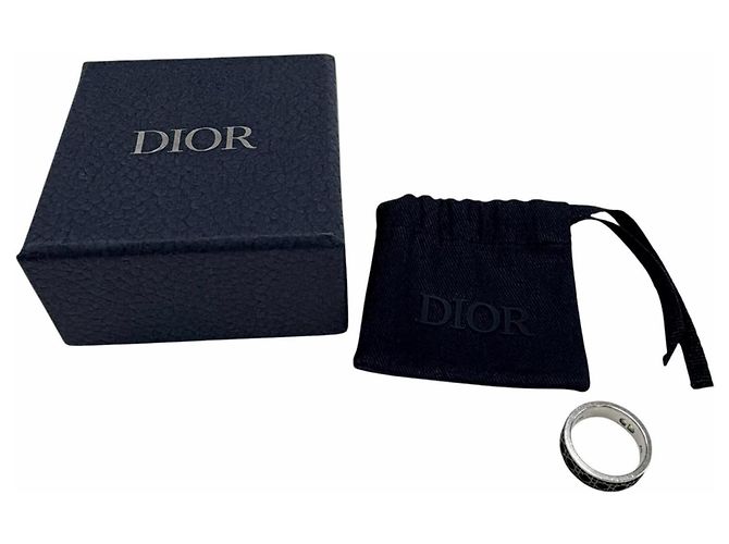 Christian Dior Anello in argento AG925 Cannage Dior Homme Nero - vista 2
