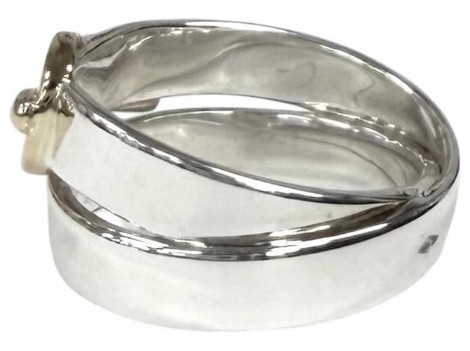 Hermès Vintage Doppelring HERMES Silber Golden - Ansicht 2