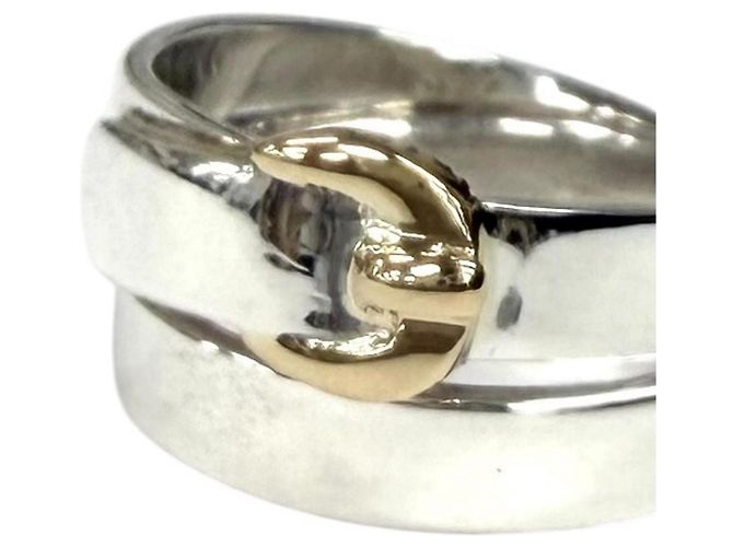 Hermès Vintage Doppelring HERMES Silber Golden - Ansicht 5
