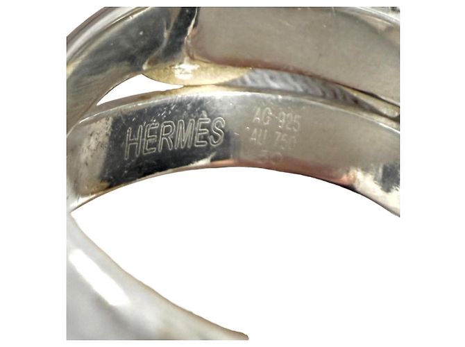 Hermès Vintage Doppelring HERMES Silber Golden - Ansicht 6
