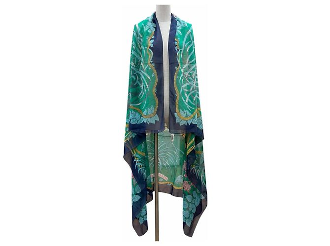 Stola in cotone vintage Hermès Jungle Love Multicolore - vista 2