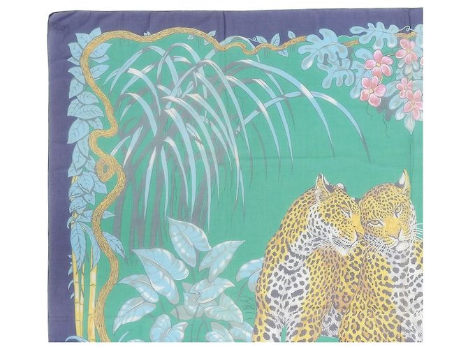 Stola in cotone vintage Hermès Jungle Love Multicolore - vista 4