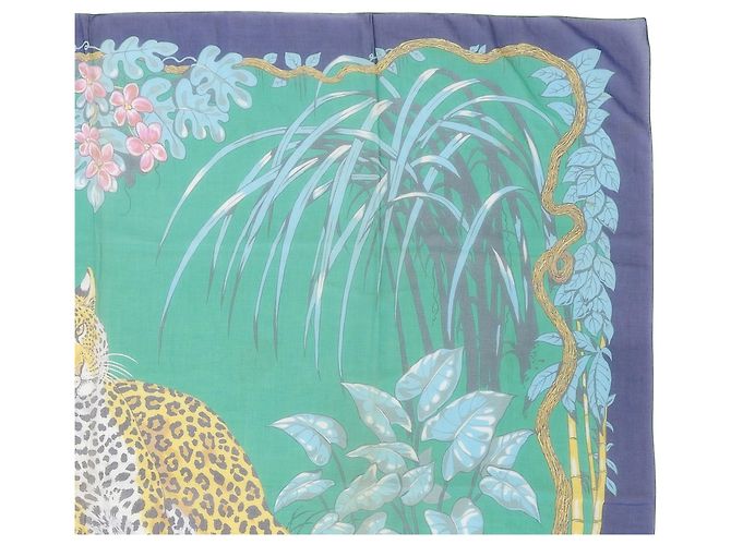 Stola in cotone vintage Hermès Jungle Love Multicolore - vista 5
